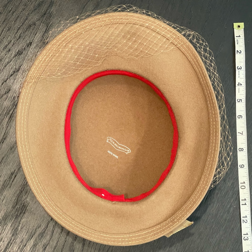 Geo. W. Bollman Wool Hat Net Bow Camel Color - image 4